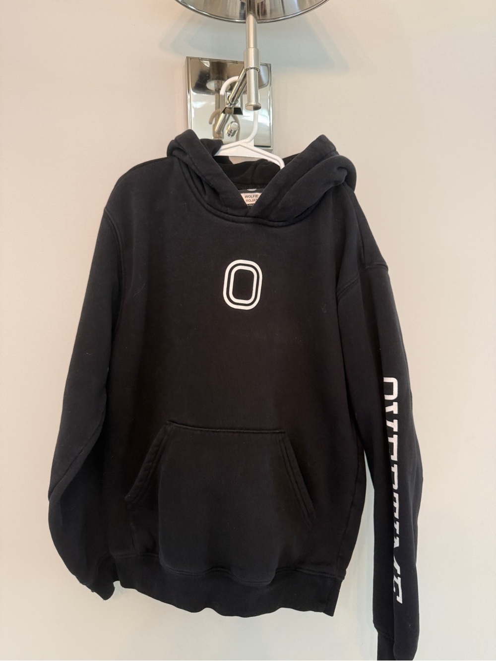 Kids Black Hoodie with White 'O' Chest Emblem